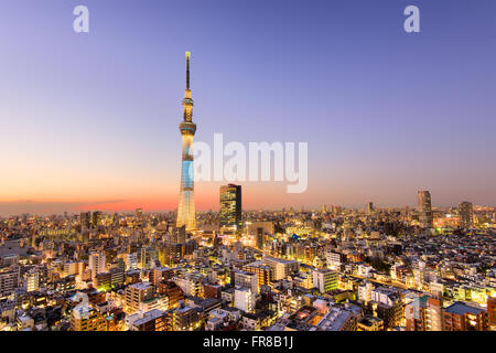 Tokyo, Japan Stadtbild und Turm. Stockfoto