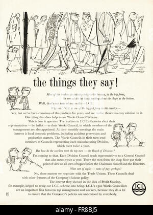 Original Vintage Anzeige aus der 1950er Jahre. Anzeige vom 1959 Werbung ICI. Stockfoto