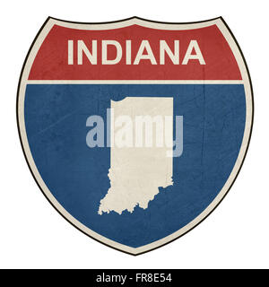 Indiana amerikanischen interstate-Highway-Straße-Schild auf einem weißen Hintergrund isoliert. Stockfoto