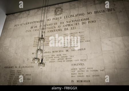 SP, Brasilien - AUGUST - ein Detail Innenansicht des Rathauses in Sao Paulo, Brasilien - Lateinamerika, am 28. August 2011, in Sao Stockfoto