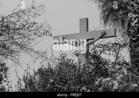SANTIAGO, CHILE - 24. November 2014: Statue bei San Cristóbal in Santiago de Chile. Santiago de Chile ist die Hauptstadt und die größte Stadt Stockfoto