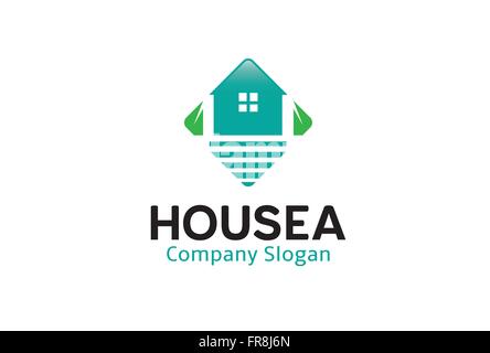Haus Meer-Design-Darstellung Stock Vektor