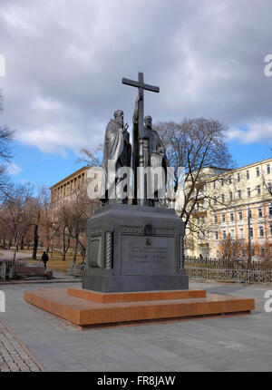 Moskau, Denkmal, Cyril und Methodius, Heilige, Aufheller, Schöpfer des slawischen Alphabets Stockfoto