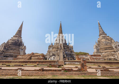 Drei Pagoden in alten Bereich des Wat Prasri Sanpetch in Ayutthaya, Thailand. Stockfoto