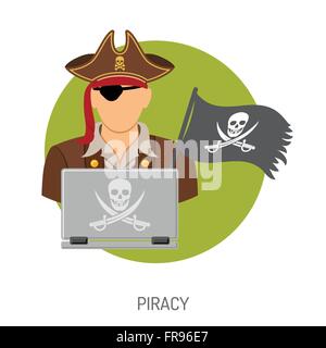 Piraterie-Konzept mit Piraten-Symbol Stock Vektor