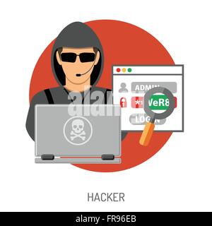 Cyber-Kriminalität-Konzept mit Hacker Stock Vektor