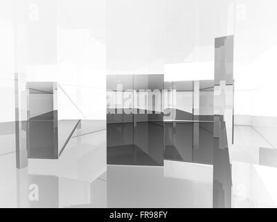 Freifläche, sauberes Zimmer mit Formen in 3d, Geschäft Raum, Krankenhäuser oder Kunst-Galerie Stockfoto