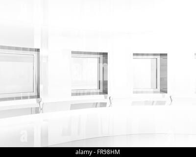 Freifläche, sauberes Zimmer mit Formen in 3d, Geschäft Raum, Krankenhäuser oder Kunst-Galerie Stockfoto