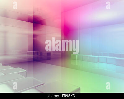 Freifläche, sauberes Zimmer mit Formen in 3d, Geschäft Raum, Krankenhäuser oder Kunst-Galerie Stockfoto