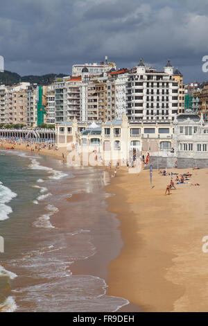 Strand La Concha in San Sebastian, Spanien. Stockfoto