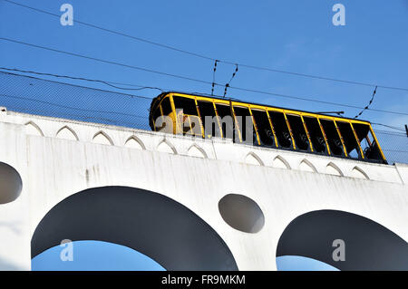 Einschienenbahn vorbei in Arcos da Lapa - Stadt Zentrum von Rio De Janeiro Stockfoto