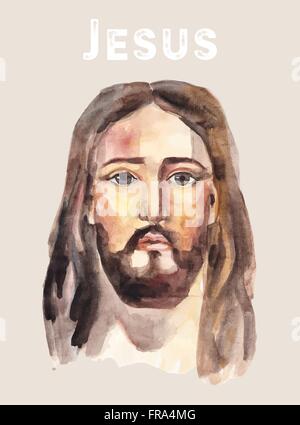 Antlitz Jesu Christi, low-Poly-Aquarell Vektor-Illustration. Stock Vektor