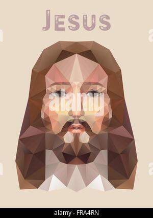 Antlitz Jesu Christi, low-Poly-Aquarell Vektor-Illustration. Stock Vektor