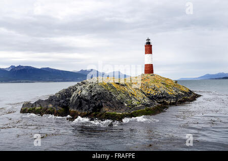 Leuchtturm Les Eclaireurs am besten bekannt für Leuchtturm am Ende der Welt im Beagle-Kanal Stockfoto