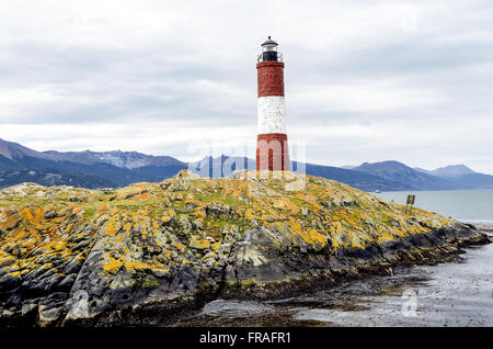Leuchtturm Les Eclaireurs am besten bekannt für Leuchtturm am Ende der Welt im Beagle-Kanal Stockfoto