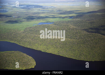 Luftaufnahme des Pantanal im Zuge des Río Paraguay Stockfoto