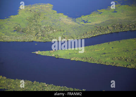 Luftaufnahme des Pantanal im Zuge des Río Paraguay Stockfoto