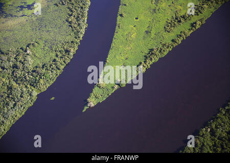 Luftaufnahme des Pantanal im Zuge des Río Paraguay Stockfoto