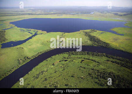 Luftaufnahme des Pantanal im Zuge des Río Paraguay Stockfoto