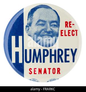 1954 Wiederwahl von Hubert H. Humphrey Senator Pinback Button Stockfoto