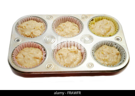 Rohe Banane Muffins fertig gebacken werden Stockfoto