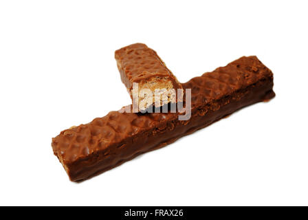 Wafer und Erdnussbutter mit Schokolade überzogen Stockfoto