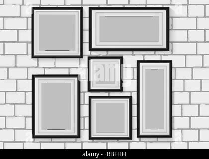 Nahtlose Hintergrund Vektorbild von Holz Bilderrahmen auf der weißen Mauer Stock Vektor