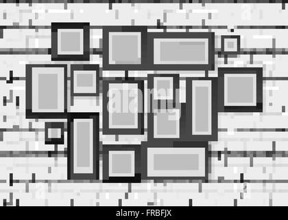 Nahtlose Hintergrund Vektorbild von Holz Bilderrahmen auf der weißen Mauer Stock Vektor