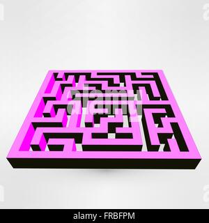 Labyrinth Labyrinth Puzzle weiß auf grauem Hintergrund. 3D Vektor. Stock Vektor