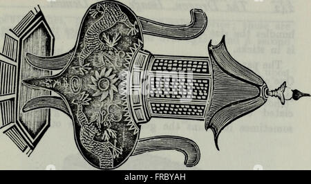 Diese Arbeit aus dem Jahr 1887 befasst sich mit den Auswirkungen des Konfuzianismus, Buddhismus und Taoismus auf die chinesische Kultur und betont die Rolle von Drachen, Dämonen und religiösem Symbolismus bei der Gestaltung der chinesischen Mythologie und Praktiken. Stockfoto