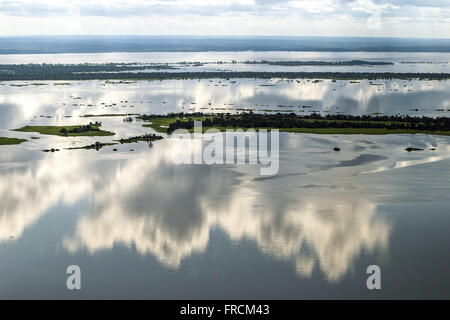 Vista Aérea Rio Amazonas Durante eine Cheia do rio Stockfoto