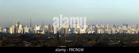 Der Panoramablick von der Avenida Paulista Jardim Paulistano Ton und Umgebung: Stockfoto