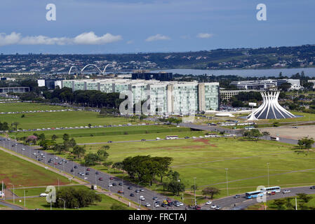 Vista de Cima da Esplanada Dos Ministérios com Destaque Para a Catedral Metropolitana Nossa Senhora Aparecida Stockfoto