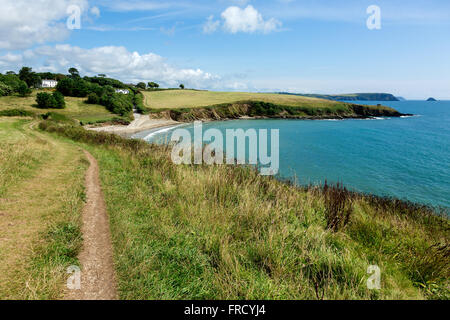 Küsten Weg Porthcurnick Strand Cornwall England Landschaft Stockfoto