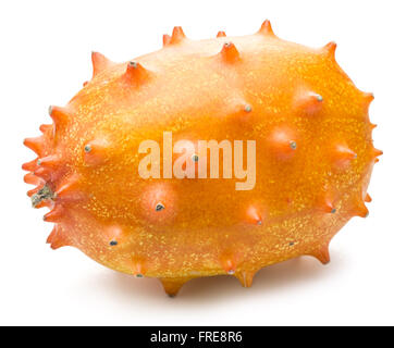 Kiwano Frucht auf dem weißen Hintergrund. Stockfoto