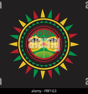 Maori Sonnengott - polynesischen traditionelle Muster, Isolated on White Skizze rot und schwarz Stock Vektor