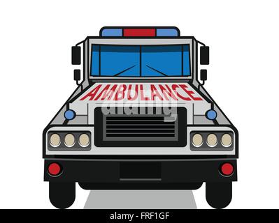 Cartoon-Krankenwagen, Isolated on White Stock Vektor