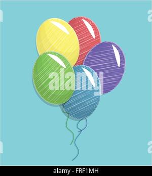 kritzelte Ballons in der Luft schweben Stock Vektor