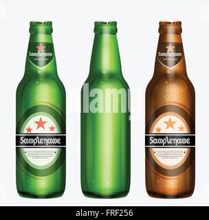 Editierbare realistische Werbe Bierflaschen Stock Vektor