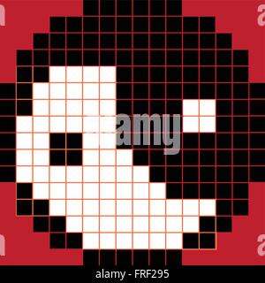 Pixel Yng Yang schwarz und weiß auf rotem Grund Stock Vektor
