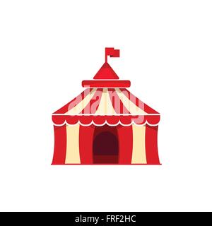 Flache Zirkus-Zelt-Symbol / Bild auf orangem Hintergrund Stock Vektor