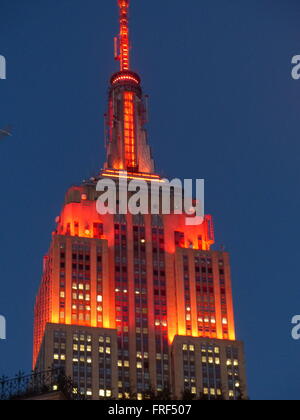 Empire State Building, fotografiert vom Herald Square Stockfoto