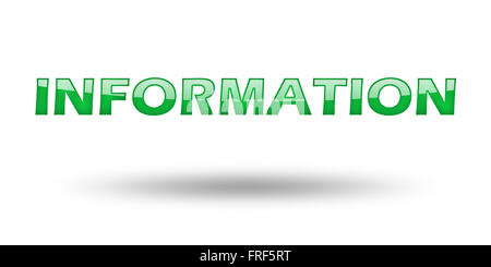 Text-Informationen mit grünen Buchstaben und Schatten. Stockfoto