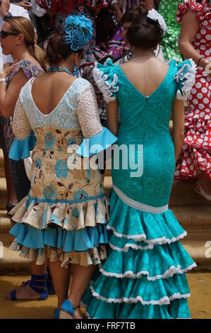 Andalusischen Frauen während der Feria in Jerez - 05.08.2013 - Spanien / Andalusien / Jerez De La Frontera - Frauen in der Andalusien Stockfoto