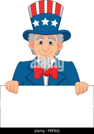 Cartoon Uncle Sam Holding leer Zeichen Stock Vektor