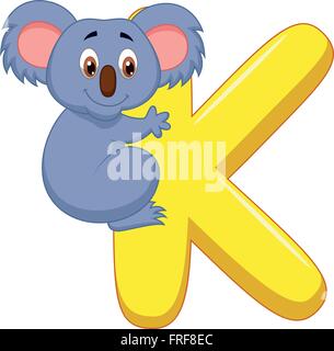 Alphabet K mit Koala Cartoon Stock Vektor