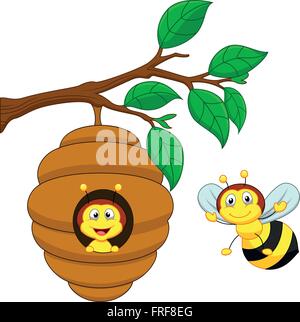 Abbildung einer Honigbiene und Kamm Stock Vektor