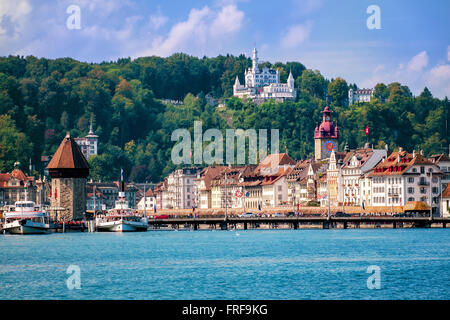 Luzern, Schweiz, Blick auf die Altstadt vom Vierwaldstättersee Stockfoto