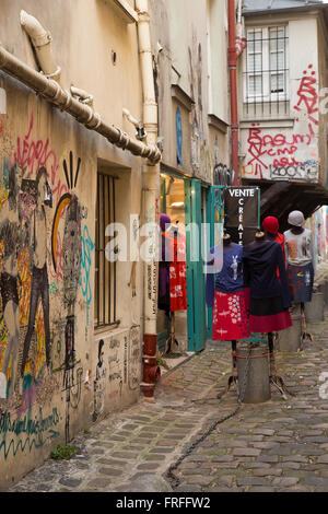 Pop-up-Boutiquen in der 3. Arr in Paris Frankreich im Winter Stockfoto