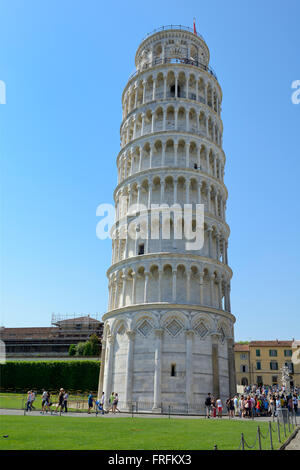 Schiefen Turm (Torre Pendente), Piazza del Duomo, Cathedral Square, Campo dei Miracoli, Piazza dei Miracoli, UNESCO Welt Welterbekonvention Stockfoto